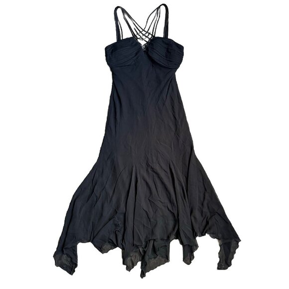 Vtg Dress Womens 12 Asymmetrical Handkerchief Gypsy Witchy Romantic Sheer Layers - Picture 1 of 12
